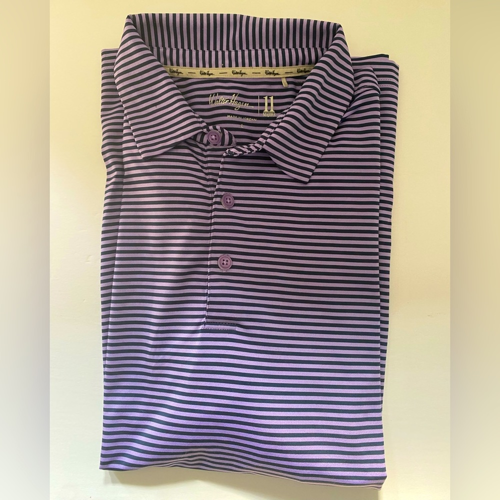 Walter Hagen Golf Shirt Violet / Dark Purple stripes Size Large